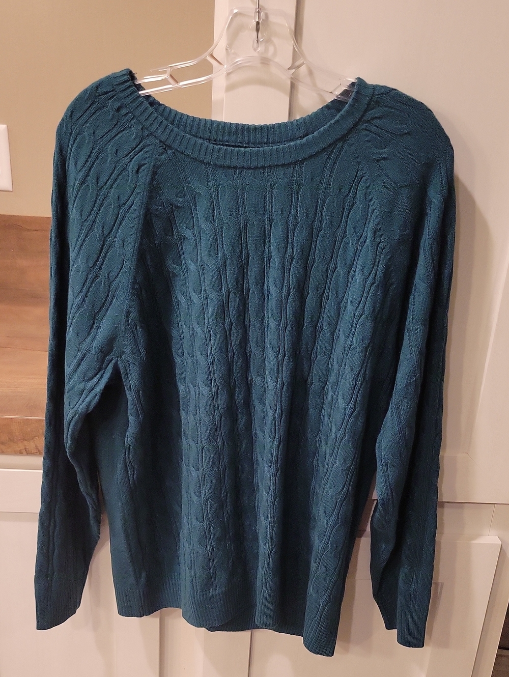 croft & barrow Teal Cable-Knit Crewneck Sweater
